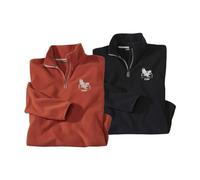 ATLAS FOR MEN - Lot de 2 Pulls Polaires Homme - Ultra Léger et Chaud - Pull Zippé Col Montant - Idéal Hiver/Voyage/Randonnée - Lavable en Machine - Pulls Polaire Homme - Disponible en Grandes Tailles