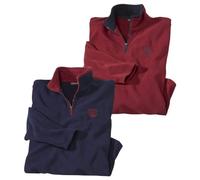 ATLAS FOR MEN - Lot de 2 Pulls Polaires Homme - Ultra Léger et Chaud - Pull Zippé Col Montant - Idéal Hiver/Voyage/Randonnée - Lavable en Machine - Pulls Polaire Homme - Disponible en Grandes Tailles