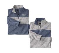 ATLAS FOR MEN - Lot de 2 Sweats Molleton - Ultra-Confortable et Chaud - Pulls Molleton Col Zippé - Idéal Hiver/Voyage/Randonnée - Disponible en Grandes Tailles du M au 5XL
