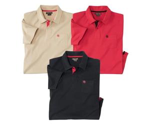 ATLAS FOR MEN - Lot de 3 Polos Coton Casual - L