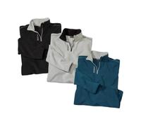 ATLAS FOR MEN - Lot de 3 Pulls Polaires Homme - Ultra Léger et Chaud - Pull Zippé Col Montant - Idéal Hiver/Voyage/Randonnée - Lavable en Machine - Pulls Polaire Homme - Disponible en Grandes Tailles