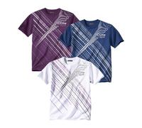 ATLAS FOR MEN - Lot de 3 Tee-Shirts Homme - T-Shirts Manches Courtes - Col Rond - Disponible en Grandes Tailles du M au 5XL