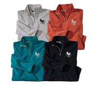 ATLAS FOR MEN - Lot de 4 Pulls Polaires Homme - Ultra Léger et Chaud - Pull Zippé Col Montant - Idéal Hiver/Voyage/Randonnée - Lavable en Machine - Pulls Polaire Homme - Disponible en Grandes Tailles