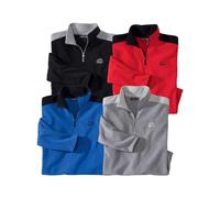 ATLAS FOR MEN - Lot de 4 Pulls Polaires Homme - Ultra Léger et Chaud - Pull Zippé Col Montant - Idéal Hiver/Voyage/Randonnée - Lavable en Machine - Pulls Polaire Homme - Disponible en Grandes Tailles