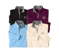 ATLAS FOR MEN - Lot de 4 Pulls Polaires Homme - Ultra Léger et Chaud - Pull Zippé Col Montant - Idéal Hiver/Voyage/Randonnée - Lavable en Machine - Pulls Polaire Homme - Disponible en Grandes Tailles