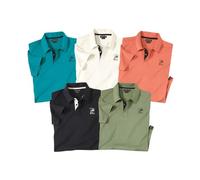 ATLAS FOR MEN -Lot de 5 Polos Homme - Polos Manches Courtes Coton - Confort, Chic, Couleurs Été - Disponible en Grandes Tailles du M au 5XL