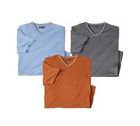 ATLAS FOR MEN Lot Tee Shirt Homme Col V - 3 T-Shirts à Manches Courtes - Confort Ample et Doux -Tee Shirt Homme Lot pour Loisirs Plein Air Été - Disponible en Grandes Tailles du M au 5XL