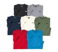 ATLAS FOR MEN Lot Tee Shirt Homme - Lot de 7 T-Shirts à Manches Courtes avec Col Rond - Disponible en Grandes Tailles du M au 5XL