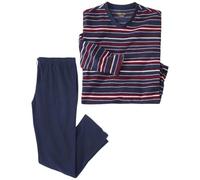ATLAS FOR MEN - Pyjama Micropolaire Marine Rayé - 3XL