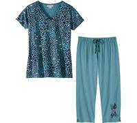 Atlas for Women - Pyjama avec short pour femme - Eté AF2518 (40 FR - 42 FR) (Bleu)