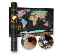 Atlas & Green Carte du monde à gratter avec tous les États américains et drapeaux du monde Grand format 71,1 x 41,9 cm Carte du monde à gratter avec accessoires et tube cadeau