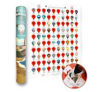 Atlas & Green Poster à gratter Top 100 destinations A2 World Travel Poster Around the World Bucket List Scratch Off Poster avec tube cadeau