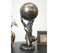Atlas Holding World Statue grecque et boîte à bijoux Finition bronze