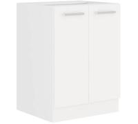 Atlas Meuble Bas 2 Portes - Décor Blanc - L60 X P52 X H82 Cm - Plan De Travail Non Inclus Blanc