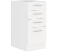 Atlas Meuble bas 4 tiroirs – Décor blanc – L40 x P52 x H82 – Plan de travail non inclus