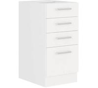 Atlas Meuble Bas 4 Tiroirs - Décor Blanc - L40 X P52x H82 - Plan De Travail Non Inclus Blanc