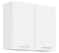 ATLAS Meuble haut 2 portes battantes - Décor blanc - L80 x P31 x H72