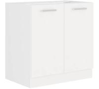 ATLAS Meuble sous-évier 2 portes - L 80 x H 82 x P52 cm - Décor blanc - Plan de travail non inclus