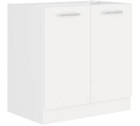 Atlas Meuble Sous-Évier 2 Portes - L 80 X H 82 X P52 Cm - Décor Blanc - Plan De Travail Non Inclus Blanc
