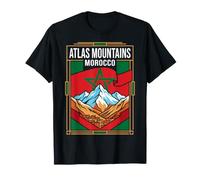 Atlas Montagnes Drapeau Maroc Rétro Montagne Voyage Graphique T-Shirt