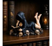 ATLETHIOLOG Figurine Gothique De Lectrice À Capuche, Statue en Résine，1# | Décor Gothique, Décoration Pour Bibliothèque, Sculpture Résine, Ambiance Halloween, Bureau Ou Espace-De-Travail