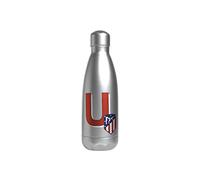 Atletico de Madrid - Bouteille d'eau en acier inoxydable, fermeture hermétique, lettre U rouge, 550 ml, couleur métallisée, produit officiel (CyP Brands)