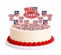 Atletico Madrid Lot de 15 décorations de gâteaux d'anniversaire pour gâteaux et gâteaux de l'Atleti