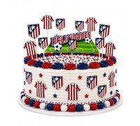 Atletico Madrid Lot de 15 décorations de gâteaux d'anniversaire pour gâteaux et gâteaux de l'Atleti (Campo Atleti)