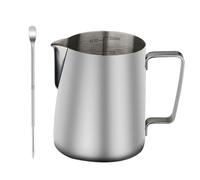 Atliberswo 304 pichet lait inox, 350 ml pot a lait inox, Tasse à mousser le lait avec marques de mesure, adaptée au cappuccino et à l'espresso, accessoire barista multifonctionnel