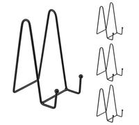 Atliberswo 4 Porte assiette, chevalet de table, support de livre, 6 pouces, adaptés pour cadres, assiettes, livres et photos, support en métal hauteur 15,5 cm (noir)
