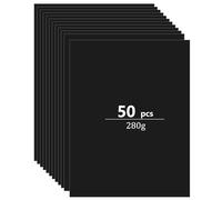 Atliberswo 50 Feuilles Papier Carte Noir A4 280g/m² - Pour Impression Laser/Jet d'Encre, Origami, Scrapbooking et Activités Enfant