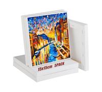 Atliberswo Lot de 5 petites toiles à peindre - Mini toile - 15 x 15 cm - Pour peintures acryliques pour artistes, amateurs, débutants, enfants