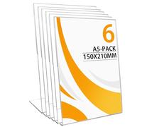 Atliberswo Presentoir A5 en Acrylique Transparent - Support Incliné pour Menu Restaurant, Étiquettes Buffet, Bureau et Café, Lot de 6 Pièces