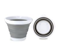 Atliberswo - Seau 5L - Seau Pliable - Sceau Menage - Peut être Suspendu, adapté pour Le Nettoyage, Le Stockage et Le Transport de l'eau, Le Lavage de Voiture, Les Jeux de Plage, etc(Gris et Blanc)
