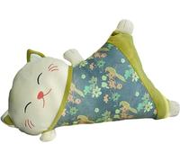 ATLION Coussin Dos en Forme Chat Porte-Bonheur, DéCoration DéTachable, Coussin Dossier à Double Usage, Coussin Soutien Lombaire pour Canapé De Voiture(Green)