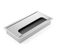 ATM Couvercle Passe Cable Rectangulaire Cache Brossé pour Bureau Passe-câble Aluminium Passage Câble Brosse Intégrés l'ordre sur Le Lieu Travail Intégré Management - Argent 80 x 160 mm
