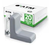 ATM Équerre d’angle avec Cache Frêne - Connecteur de Meuble en Acier Galvanisé 90°, Renfort pour Armoire, Étagère, Table, Chaise, Lit - Lot de 20