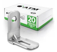 ATM Équerre d’angle sans Cache - Connecteur de Meuble en Acier Galvanisé 90°, Renfort pour Armoire, Étagère, Table, Chaise, Lit - Lot de 20