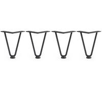 ATM® Lot de 4 pieds de meubles, pieds de table en épingles à cheveux, échangeables, avec protection de sol et vis, disponibles en hauteur de 15 à 71 cm (15 cm, 2 barres)