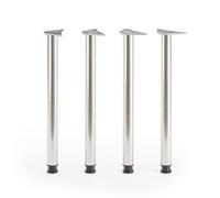 ATM Lot de 4 Pieds de Table 110cm Pieds de Bar Réglables en Hauteur Métal Pieds de Meubles Ø 60mm pour Comptoir Mange-Debout Table de Bistrot Support Rond - Nickel Brossé