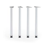 ATM Lot de 4 Pieds de Table 71cm Pieds de Bureau Réglables en Hauteur Métal Pieds de Meubles Ø 60mm pour Table à Manger Cuisine Support de Table Rond Robuste - Chrome Mat/Argent