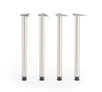 ATM Lot de 4 Pieds de Table 82cm Pieds de Cuisine Réglables en Hauteur Métal Pieds de Meubles Ø 60mm pour Plan de Travail Îlot Central Support Rond Robuste - Satin