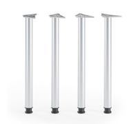 ATM Lot de 4 Pieds de Table 82cm Pieds de Cuisine Réglables en Hauteur Métal Pieds de Meubles Ø 60mm pour Plan de Travail Îlot Central Support Rond Robuste - Chrome Mat/Argent