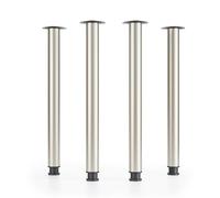 ATM® Lot de 4 pieds de table réglables - Hauteur 710 mm - Hauteur réglable - Diamètre 60 mm - Pieds de bureau - Pieds de meuble - Charge maximale : 75 kg par pied - Satin