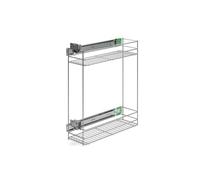 ATM Panier Amovible pour Cuisine, Chariot Coulissant amortissant en Acier Inoxydable, Extraction Totale 20 cm - Cargo avec Fermeture Douce Gauche Sortie Totale réglage 3D - Argent Mat