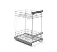 ATM Panier Coulissant Cuisine 40 cm Acier Inoxydable Fermeture Douce Cargo | Extraction complète, réglage façade 3D, finition argent mat, rangement placard, aménagement intérieur, usage domestique