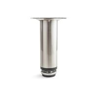 ATM Pieds de Meuble 10cm Réglable jusqu'à 11cm à Monter Rond 50kg x 1 Pièce | Pied de Table en Acier à Monter 60 x 60mm, avec Montage par Vis, pour Armoire Buffet Commode Meuble TV -Nickel Brossé