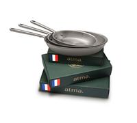 Atma Set de 3 Poêles Inox Triple Couche - Poêles Induction 20, 26 et 28 cm avec Manche Riveté - Sans PFAS ni Revêtement Chimique - Compatibles Tous Feux et Four - Fabriquées en France