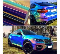 ATMOMO Film adhésif holographique en vinyle pour démoulage d'air Bleu laser, 53 x 11,8 cm