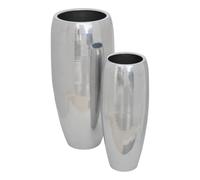 Atmosphera - 2 caches-Pot reso en Acier 33x33x70cm Argent